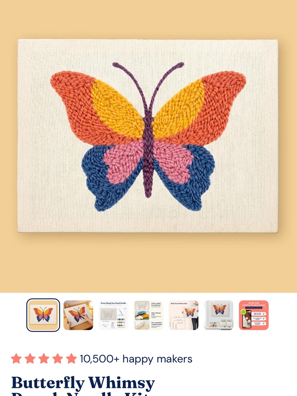 Hey Hobby punch needle Butterfly Whimsy Kit.